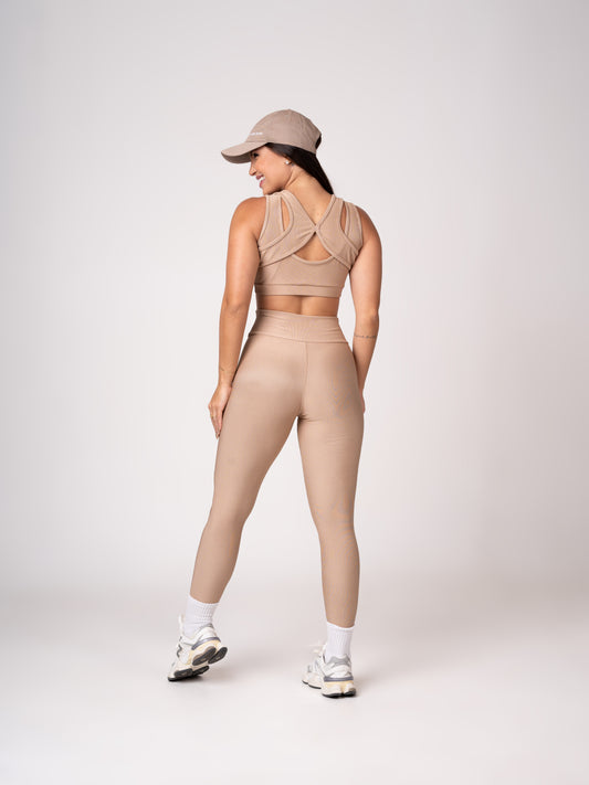Beige Player Legging and Butterfly Top Set