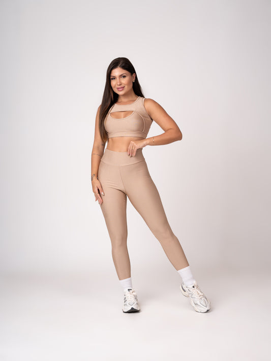 Beige Player Legging and Butterfly Top Set